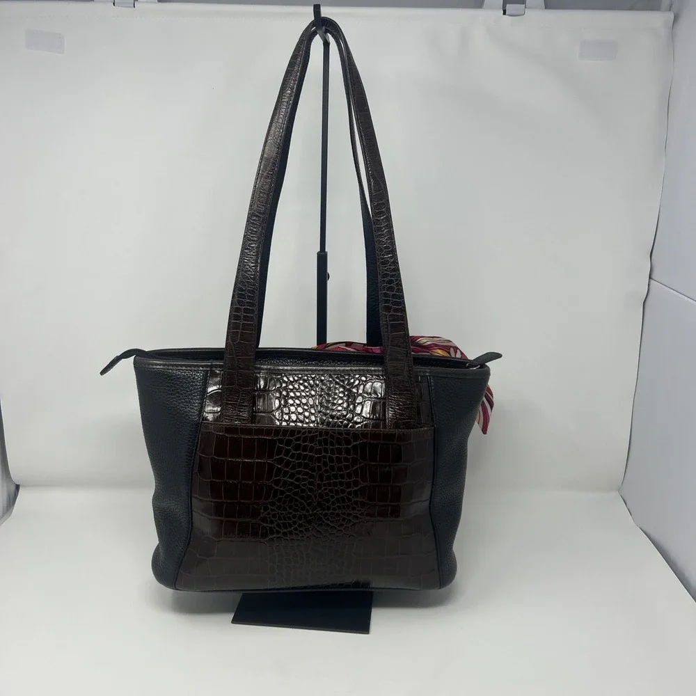 Brighton Shoulder Handbag Two Tone Black and Brown Purse W/ Dust Bag